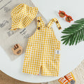 2Pcs Baby Unisex Boys/Girls Plaid Overalls Square Neck Sleeveless Jumpsuit Casual Summer Spring Clothes For Newborn-18M+ Hatat